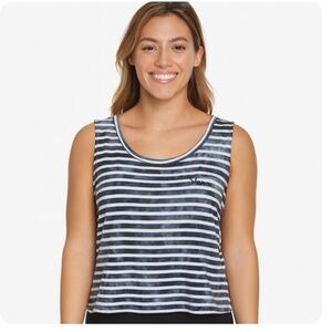 VANS Logo Striped Tie Dye Crop Cutout Tank Size Small